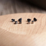 925 Silver Cube Stud Earrings Men Women Minimalist Allergy-Free Neo-Gothic Style