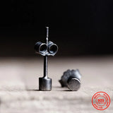 925 Silver Round Stud Earrings Prevent Allergy Gothic Style