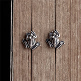 925 Silver Frog Earrings Retro Punk Animal Studs Women Men Fine Jewelry