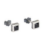 925 Silver Square Zircon Stud Earrings Retro Style Punk Rock Gothic
