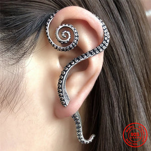925 Silver Octopus Foot Cuff Stud Earring Punk Gothic Street Jewelry