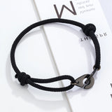 Stainless Steel Handcuff Bracelet On Cord For Women Men