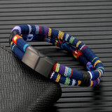 Stainless Steel Surfer Waterproof Rope Bracelet Double-Layer Beach Jewelry