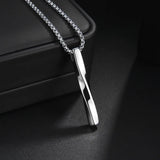 Men's Stainless Steel Spiral Cylinder Necklace Pendant