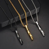 Men's Stainless Steel Spiral Cylinder Necklace Pendant