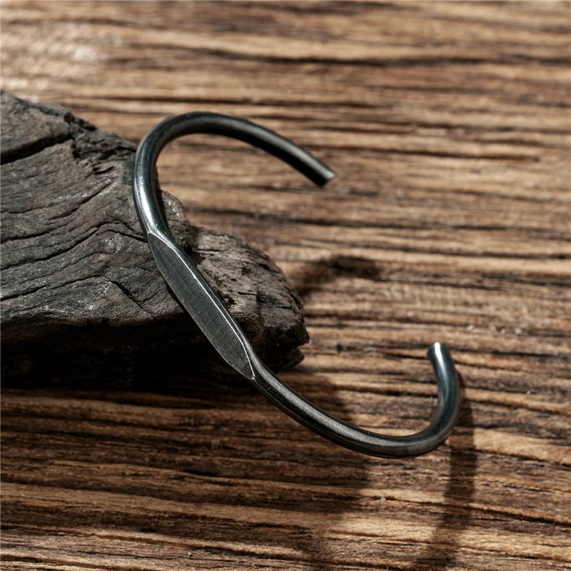 Vintage Cuff Stainless Steel Bangle Bracelet for Men Women