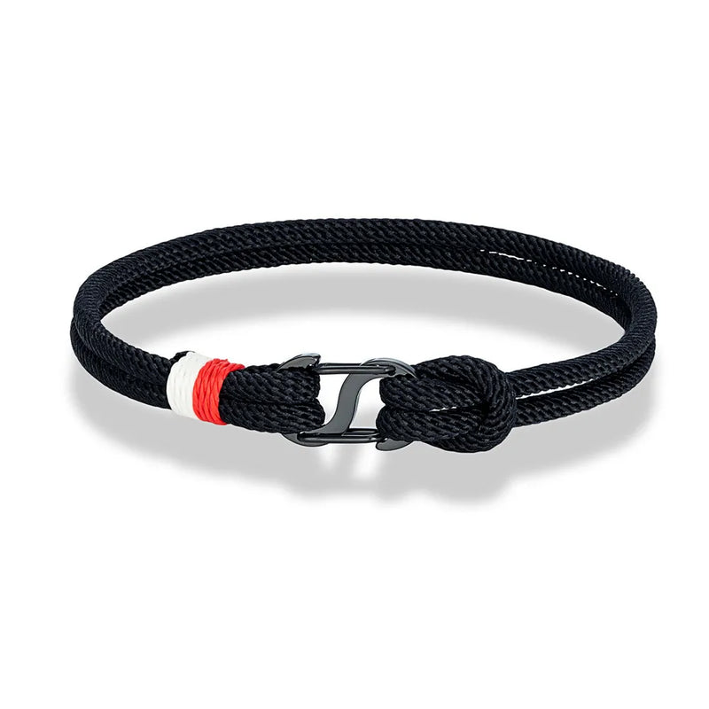 Double Opening Nautical Surfer Rope Bracelet Stainless Steel Clasp