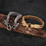 Double Dragon Head Vikings Men's Stainless Steel Bracelet