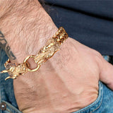 Double Dragon Head Vikings Men's Stainless Steel Bracelet