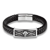 Braided Leather Skull Bracelet Punk Wrap Bracelet