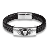 Braided Leather Skull Bracelet Punk Wrap Bracelet