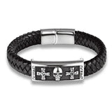 Braided Leather Skull Bracelet Punk Wrap Bracelet