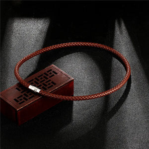 Brown Leather Choker Stainless Steel Clasp