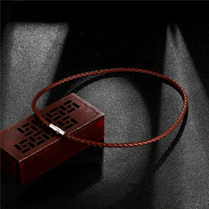 Brown Leather Choker Stainless Steel Clasp