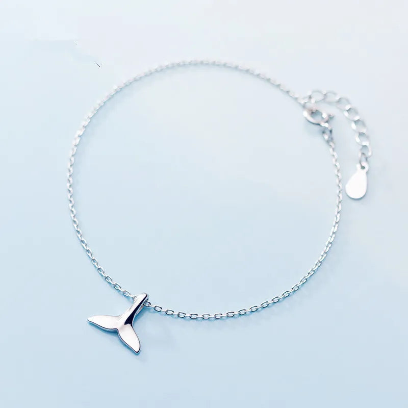925 Silver Ocean Fish Whale Tail Bracelet Women Wedding Jewelry