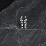 Gothic Sword Piercing Three Skull Earrings 925 Sterling Silver