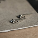 Gothic 925 Silver Lightning Stud Earrings Women Punk Accessory