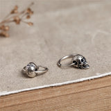 Gothic Punk Rock 925 Sterling Silver Skull Earrings