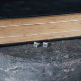 925 Silver Zircon Stud Earrings Retro Square Gothic Style