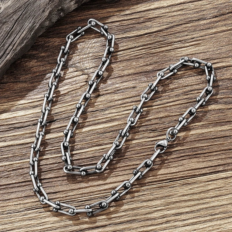 Gothic U Shape Thick Chain Choker Necklace Stainless Steel