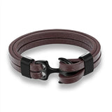 Leather Bracelet for Men Multilayer Chain Anchor Jewelry