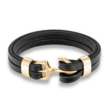 Leather Bracelet for Men Multilayer Chain Anchor Jewelry