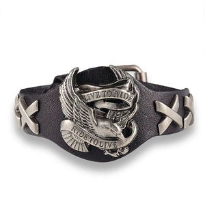 Male Bird Skull Retro Leather Bracelet