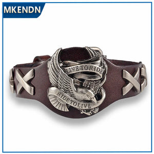 Male Bird Skull Retro Leather Bracelet