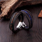 6MM Tiger Eyes Stone Wrap Bracelet Woven Multilayer Boho Jewelry