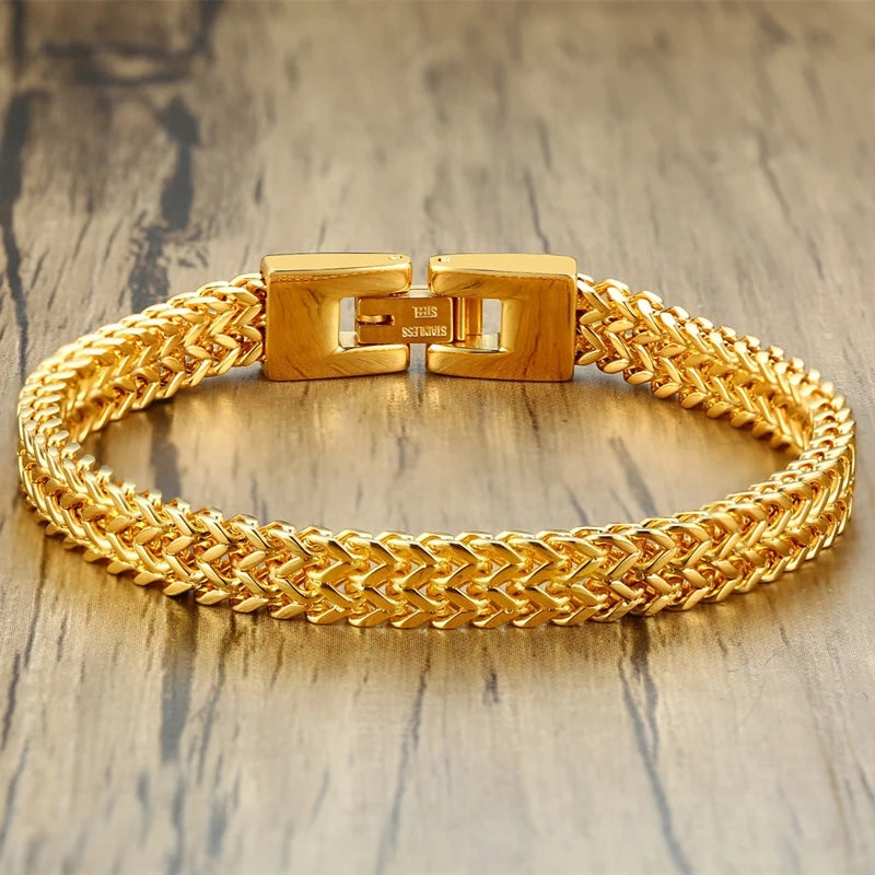 Stainless Steel Double Link Chain Bracelet for Men