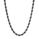 Vintage Oxidized Twisted Rope Chain Necklace Stainless Steel Choker