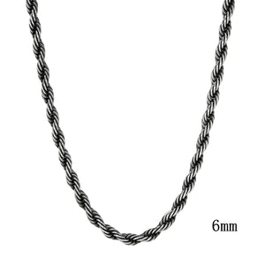Vintage Oxidized Twisted Rope Chain Necklace Stainless Steel Choker