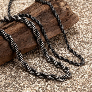 Vintage Oxidized Twisted Rope Chain Necklace Stainless Steel Choker