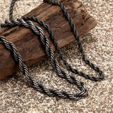 Vintage Oxidized Twisted Rope Chain Necklace Stainless Steel Choker