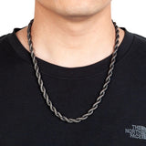 Vintage Oxidized Twisted Rope Chain Necklace Stainless Steel Choker