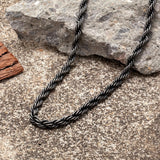 Vintage Oxidized Twisted Rope Chain Necklace Stainless Steel Choker