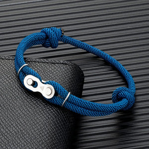 Locomotive Men Punk Bicycle Chain Bracelet Adjustable Nautical Rope Bracelet