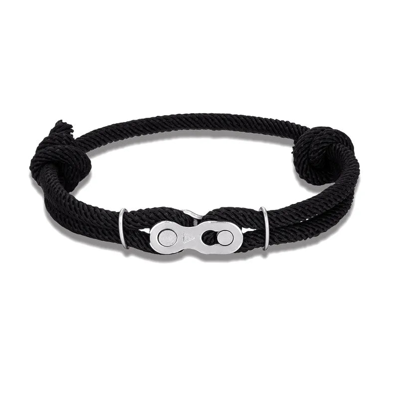 Locomotive Men Punk Bicycle Chain Bracelet Adjustable Nautical Rope Bracelet