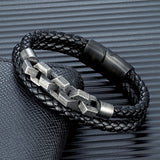 Punk Rock Bicycle Chain Leather Bracelet