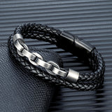 Punk Rock Bicycle Chain Leather Bracelet