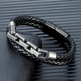 Punk Rock Bicycle Chain Leather Bracelet