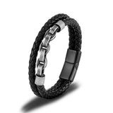 Punk Rock Bicycle Chain Leather Bracelet
