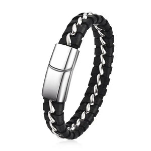 Punk Braided Leather Chain Bracelet