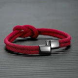 Double-layer Knot Rope Bracelet Stainless Steel Magnet Buckle