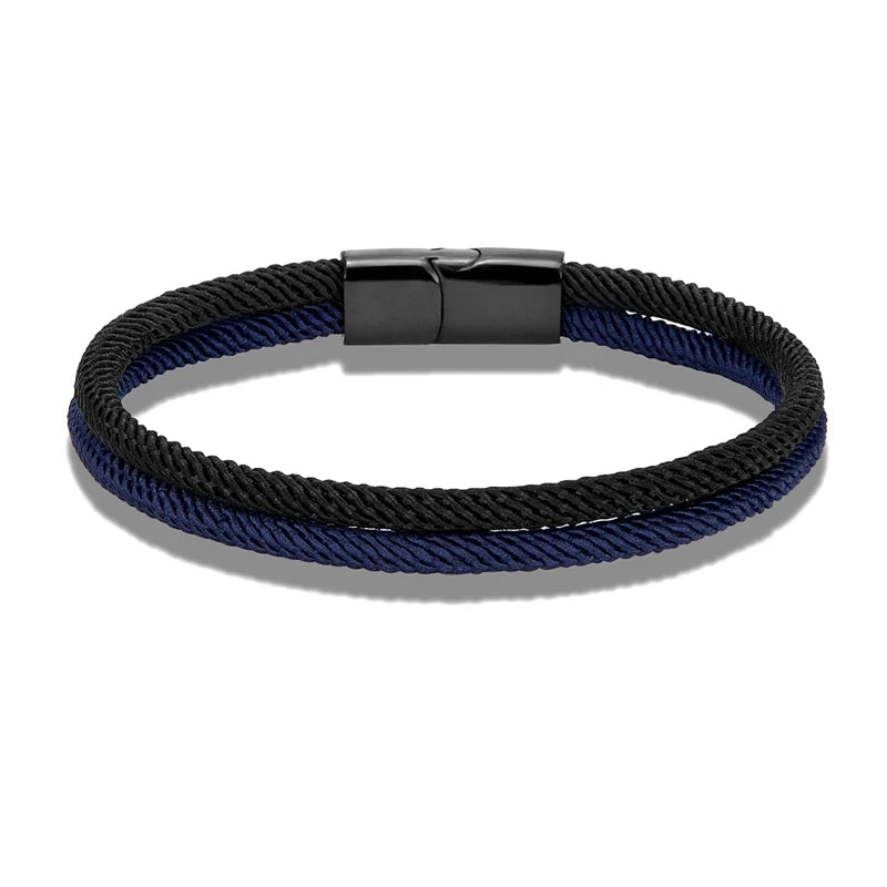 Colorblock Double Strand Rope Bracelet Stainless Steel Clasp