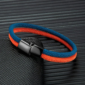 Colorblock Double Strand Rope Bracelet Stainless Steel Clasp