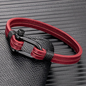 Men Women U-shape Shackle Bracelet Multilayer Leather Bracelets