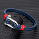 Men's Leather Bracelet Double Strand Stainless Steel Clasp