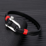 Men's Leather Bracelet Double Strand Stainless Steel Clasp