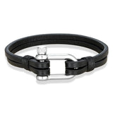 Men's Leather Bracelet Double Strand Stainless Steel Clasp